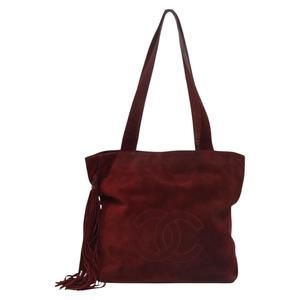 Chanel Coco Mark Red Suede shoulder
